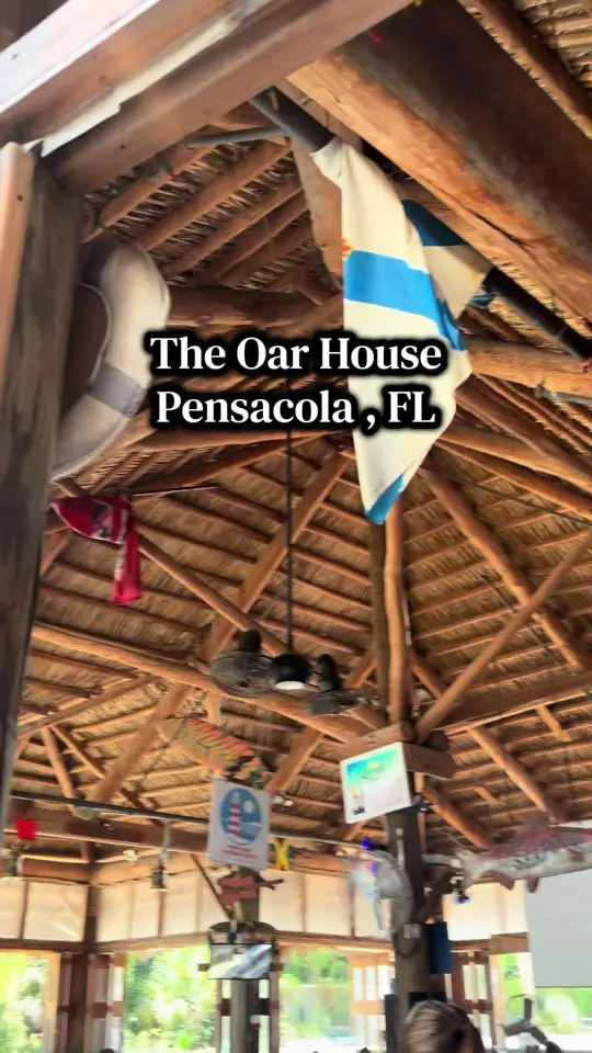 The Oar House in Pensacola showing review, waterfront dining, tropical vibes, relaxation, video by lulubelle968 on TikTok