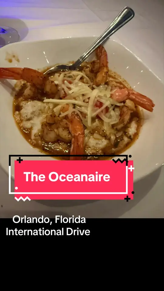  in Florida showing review, shrimp and grits, salmon with bacon drizzle, drinks, video by iamthatenglishteacher on TikTok