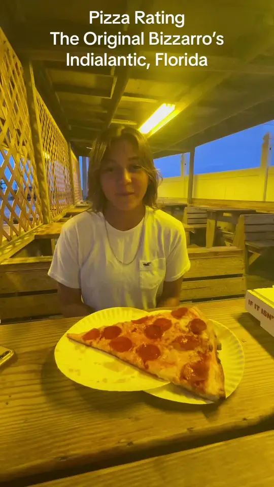 The Original Bizzarro Famous New York Pizza in Indialantic showing pizza, review, video by seay.s_l on TikTok