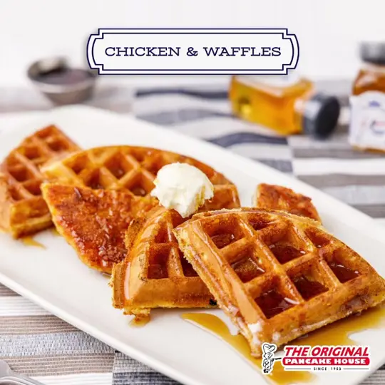 The Original Pancake House in Plantation showing food, crispy chicken & waffles, video by OPH Florida on Facebook
