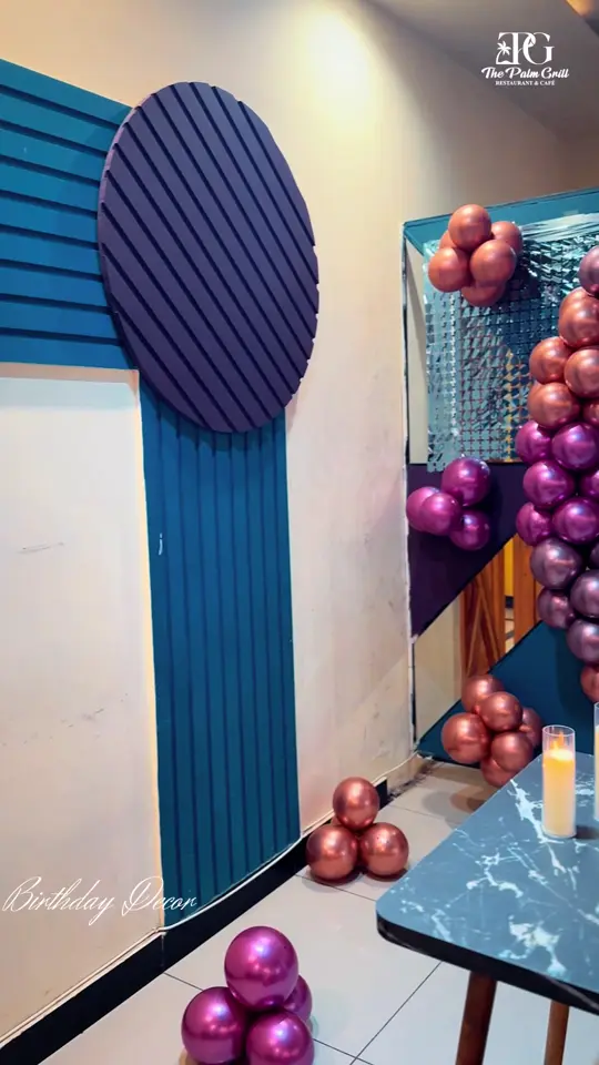 The Palm Room in Fort Lauderdale showing birthday celebration, surprise party, special gathering, elegant décor, delicious food, cozy family environment, video by thepalmgrillofficial on TikTok