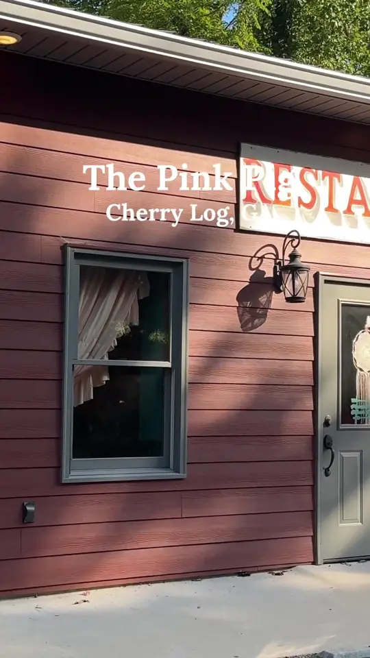 The Pink Pig in Cherry Log showing bbq, smoked meat, video by appalachianexperi on TikTok
