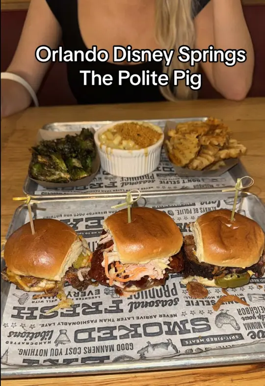 The Polite Pig in Orlando showing food review, hamburger, fries, video by ashleyxalana on TikTok