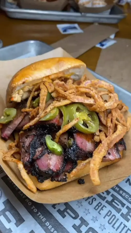 The Polite Pig in Orlando showing food, brisket sandwich, video by foodyfetish on TikTok