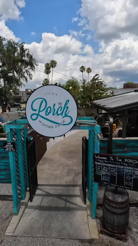 The Porch Winter Park in Orlando showing atmosphere, happy hour, video by porchwp on TikTok