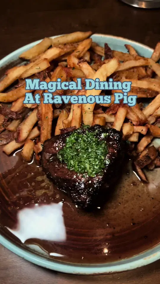 The Ravenous Pig in Orlando showing review, visit, video by justpotus on TikTok