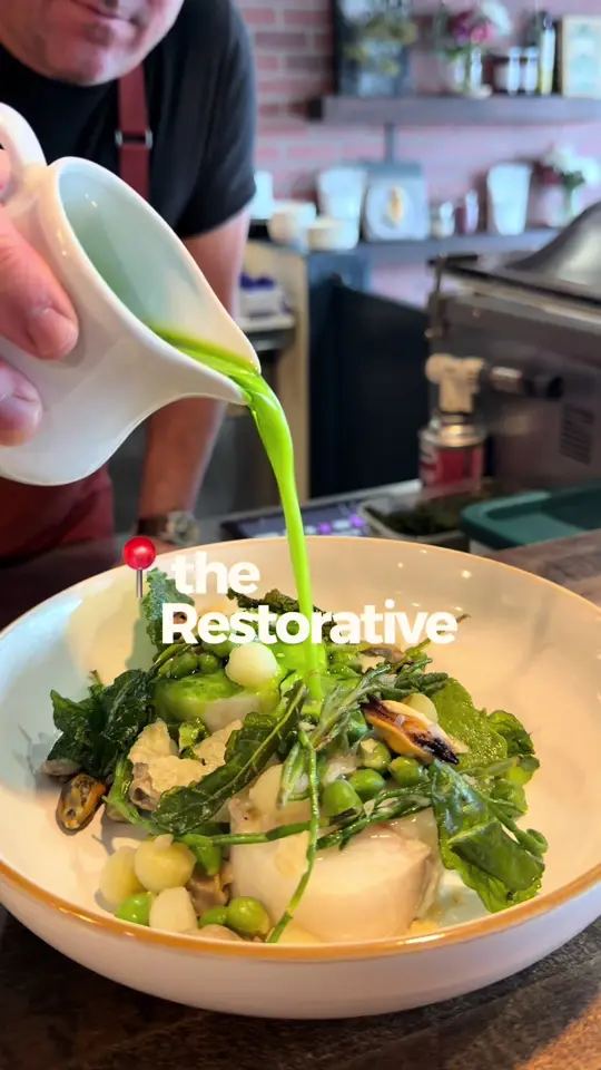 The Restorative in Dunedin showing restaurant review, food, drinks, video by lisalollirock on TikTok