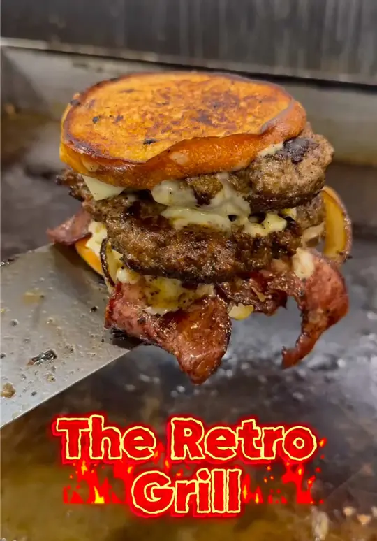 The Retro Grill Atlanta in Atlanta showing food review, patty melts, wings, jerk chicken philly, jerk salmon philly, video by gourmetangiie on TikTok