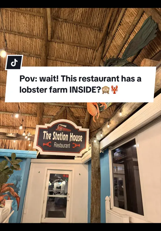 The Station House Restaurant in Lantana showing restaurant visit, lobster pasta, appetizers, food review, video by albaconbdebuena on TikTok