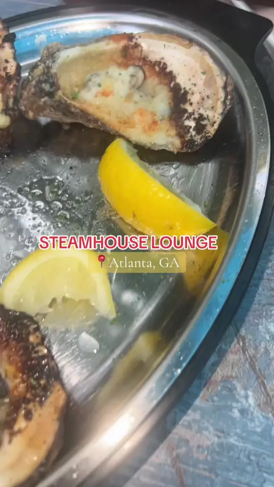 The Steamhouse Lounge in Atlanta showing oysters, lobster bisque, cocktails, rooftop seating, review, video by eatswithkaii_ on TikTok