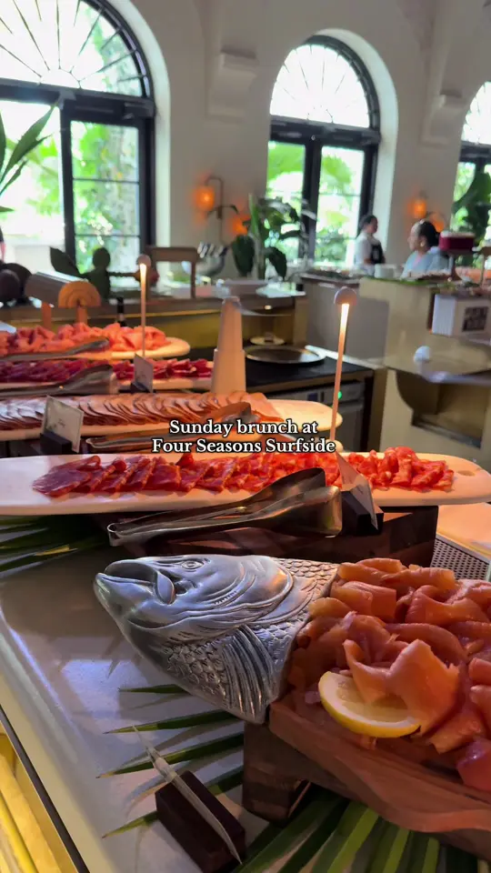The Surf Club Restaurant in Surfside showing review, visit, brunch, waffles, mango, ice cream, cake, cherry, video by dzaslavsky on TikTok