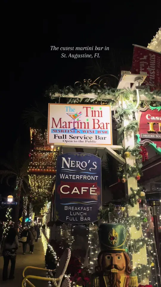 The Tini Martini Bar in St. Augustine showing visit, atmosphere, video by beside.the.bride on TikTok