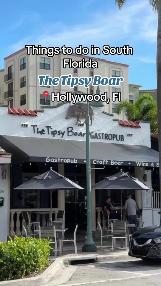 The Tipsy Boar in Hollywood showing visit, good eats, drinks, video by thingstodoinsoflo_ on TikTok