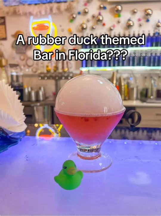 The Tipsy Duck Parlor in St. Augustine showing bar, rubber duck themed bar, video by stephintothemagic on TikTok