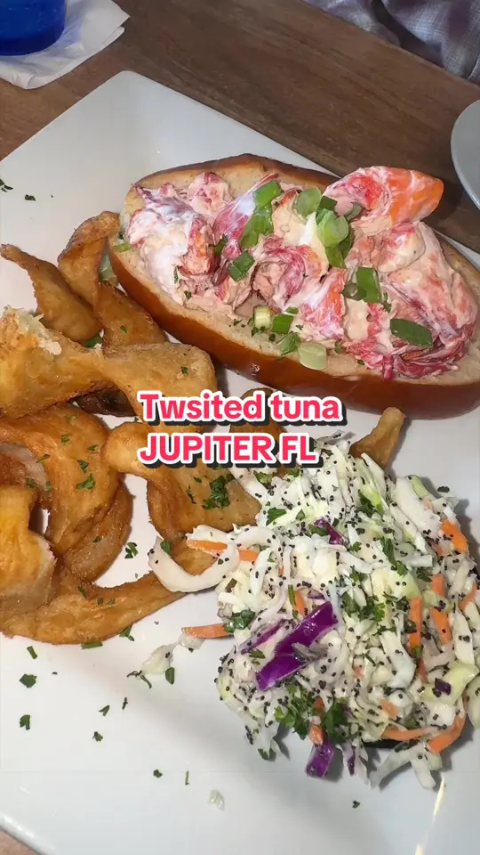The Twisted Tuna - Jupiter FL in Jupiter showing lobster roll, twisted fries, video by mlatchh on TikTok