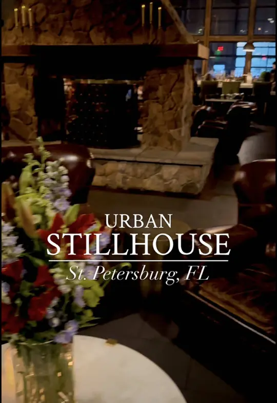 The Urban Stillhouse in St. Petersburg showing review, visit, upscale dining experience, bourbon, craft cocktails, steak, seafood, video by thingstodotampabay on TikTok