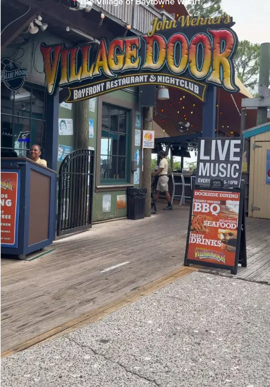 The Village Door Restaurant & Entertainment in Destin showing review, visit, atmosphere, video by indybowie on TikTok