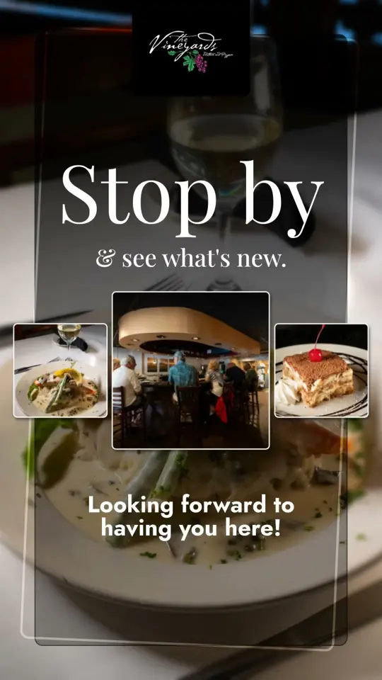 The Vineyards Trattoria and Pizzeria in Apollo Beach showing italian dining, pasta, wine, video by The Vineyards Trattoria and Pizzeria on Facebook