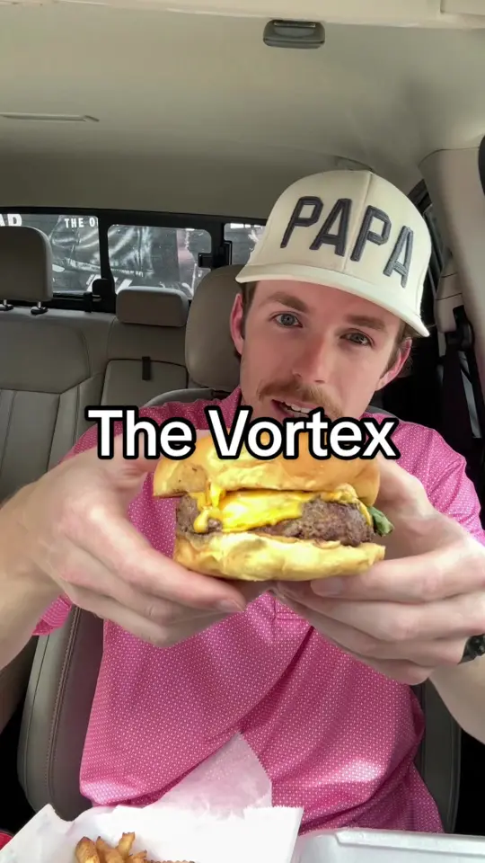 The Vortex Bar & Grill in Atlanta showing food review, cheeseburger, video by dirtycoggins on TikTok