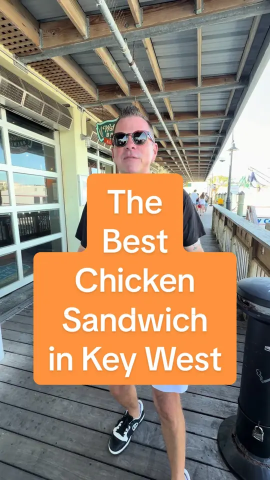 The Waterfront Brewery in Key West showing review, visit, food, chicken sandwich, video by keywestshawn on TikTok
