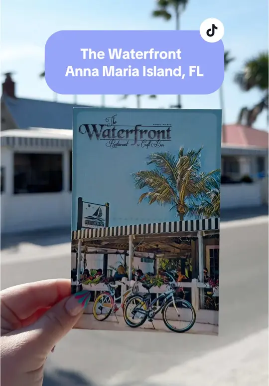 The Waterfront Restaurant in Anna Maria showing food, bob's lobster bisque, kung pao calamari, grouper tacos, shrimp scampi, visit, video by thisbabeeats on TikTok
