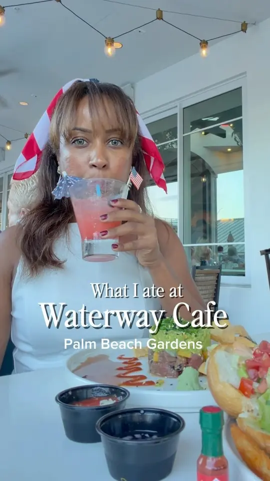 The Waterway Cafe in Palm Beach Gardens showing review, visit, atmosphere, food, spicy tuna roll, video by Lorena Whigham on Facebook