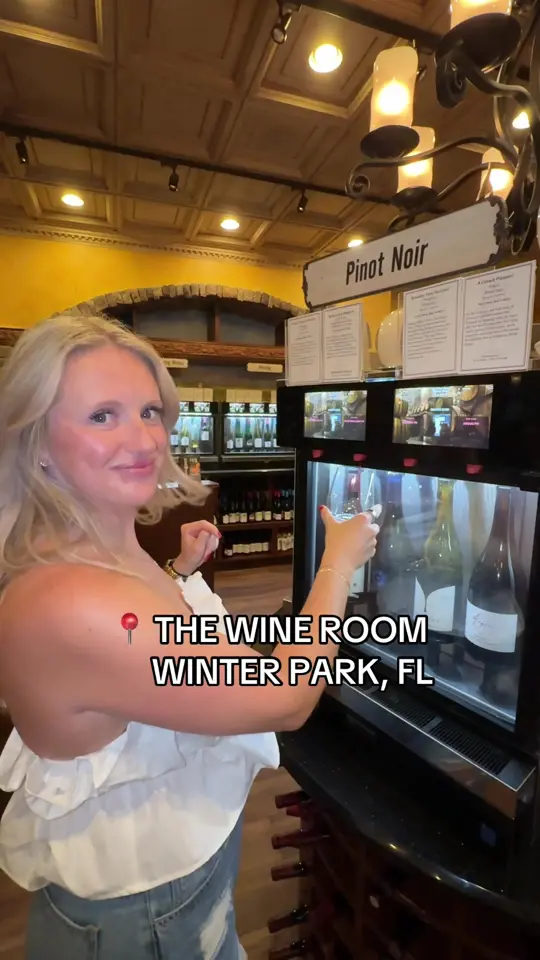 The Wine Room on Park Avenue in Orlando showing review, visit, ladies night, wine, video by hannahheisdorf on TikTok