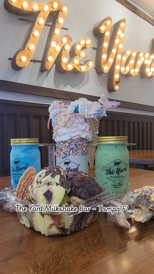 The Yard Milkshake Bar Tampa in Tampa showing milkshake, ice cream, cookie dough, video by adventuresofmyah on TikTok