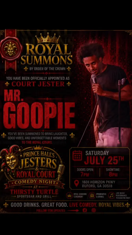 Thirsty Turtle Sports Bar in Buford showing live music, comedy show, drinks, royal court punch, video by Prince Hall on Facebook
