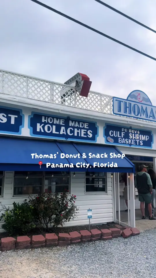 Thomas Donut & Snack Shop in Panama City Beach showing review, donuts, video by claireyoonj on TikTok