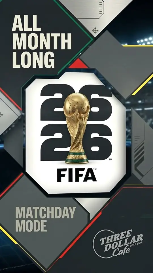 Three Dollar Cafe in Marietta showing sports, fifa 2026, video by Three Dollar Cafe Main on Facebook