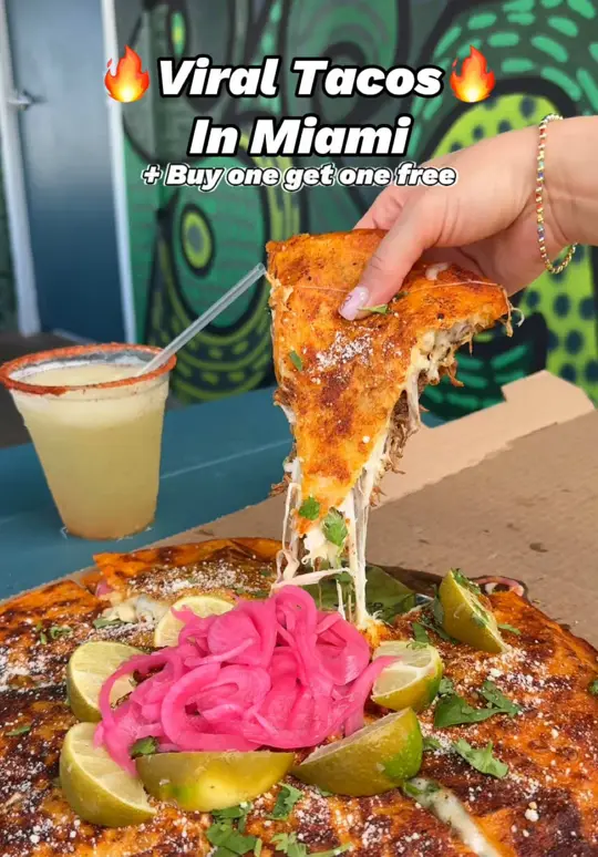 Tiagos Tacos in Miami showing tacos, birria tacos, crunchwrap, video by mayitakeabite on TikTok