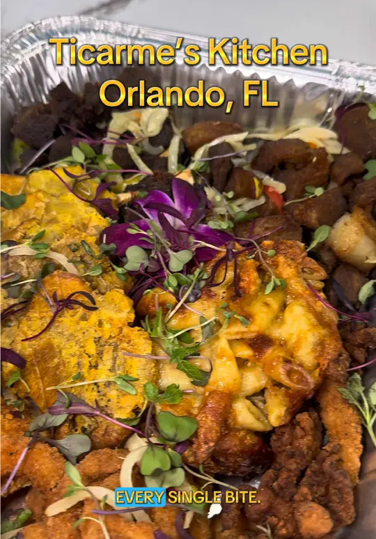 Ticarme's Kitchen in Orlando showing review, visit, atmosphere, lunch specials, video by sunshinestateselling on TikTok