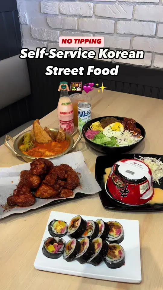 Tiger K CupBob in Duluth showing self-service korean street food, flamin' hot cheeto mozzarella stick, crispy potato mozzarella stick, shin ramen fried rice, cupbob bowls, video by travelfoodie_ishy on TikTok