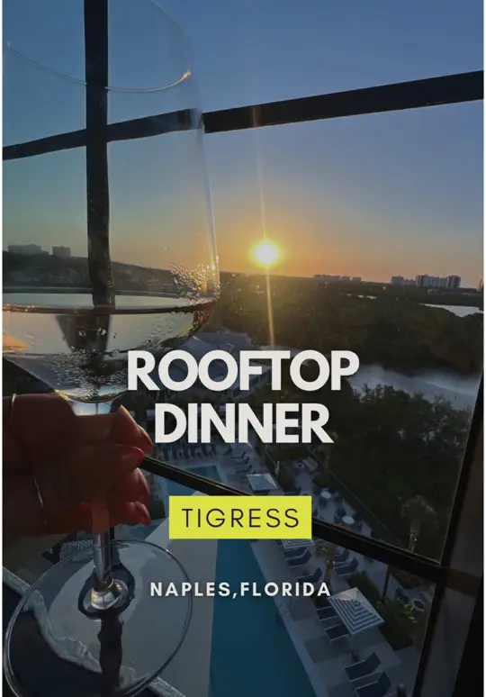 Tigress Restaurant & Rooftop Bar in Naples showing restaurant visit, spicy tuna tartare, fried rice with pickled lotus root, mala spiced lamb chops, crispy brussels sprouts, crab fried rice, video by swflguide on TikTok
