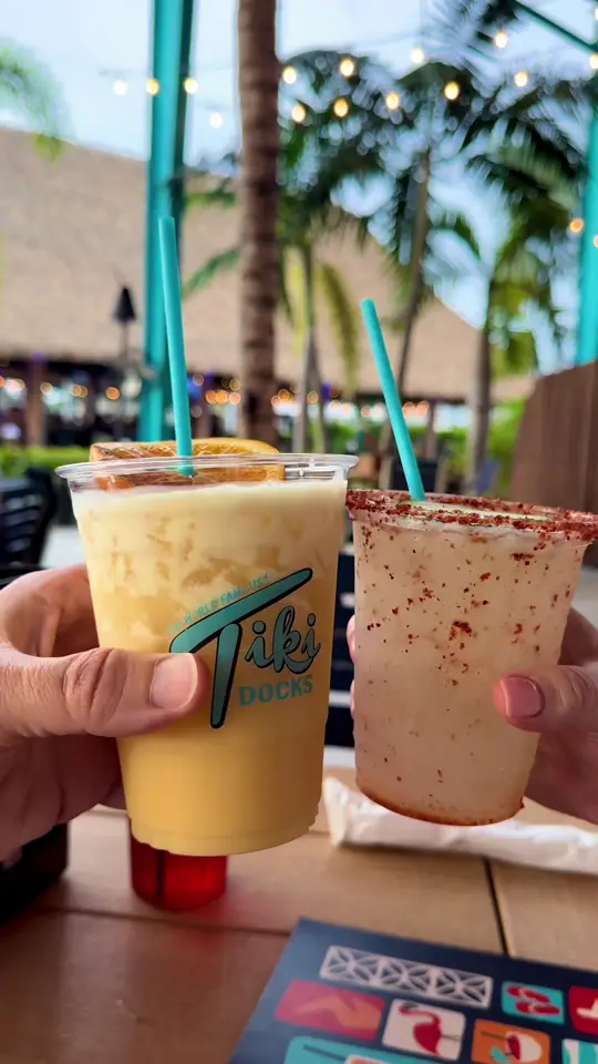 Tiki Docks Riverview in Riverview showing food, chicken wings, food, steak skewers, drinks, tropical cocktails, video by thingstodotampabay on TikTok