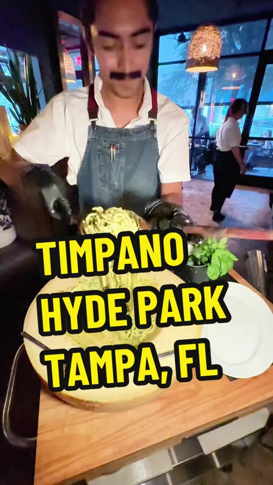 Timpano Hyde Park in Tampa showing food, pancetta-smoked old fashioned, semolina-dusted calamari, truffle arancini, new york strip, bomboloni, video by briantreks on TikTok