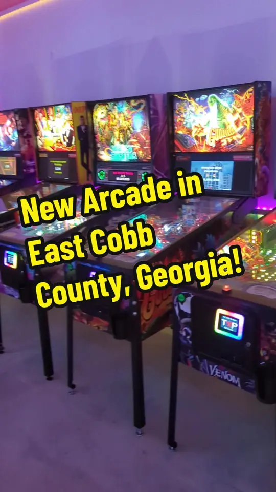 Tin Lizzy's Cantina in Atlanta showing eatertainment, pinball machines, arcade cabinets, video by bobbyblackwolf on TikTok
