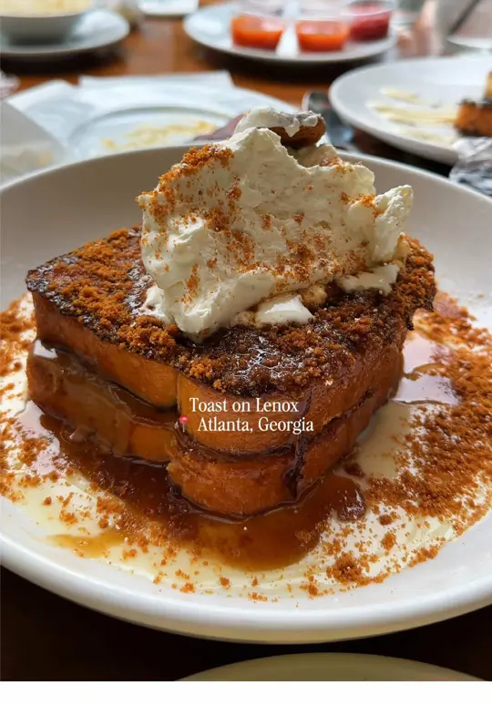 Toast on Lenox in Atlanta showing review, visit, biscoff french toast, drinks, video by itsbeautiful.00 on TikTok