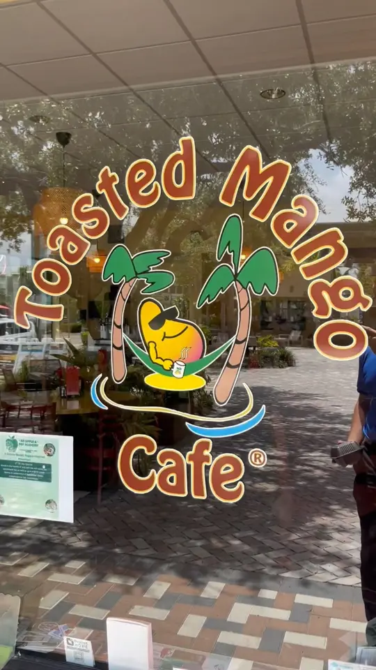 Toasted Mango Cafe in Sarasota showing cafe visit, lunch spot, video by Aspire on 10th on Facebook