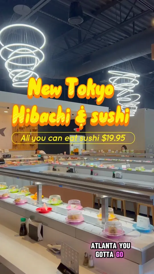 Tokyo Hibachi & Sushi in Fayetteville showing all you eat sushi, hibachi entrees, affordable dining, video by gourmetangiie on Facebook