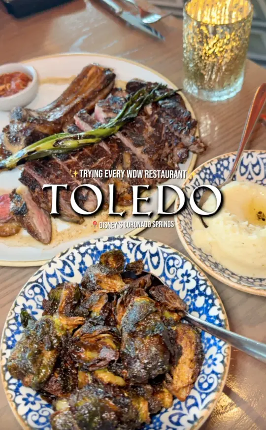 Toledo - Tapas, Steak & Seafood in Lake Buena Vista showing review, chef's signature dinner for two, video by kaymarie023 on TikTok