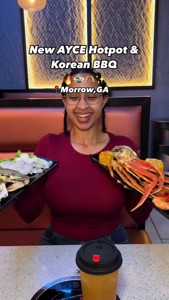 Top Korean BBQ & Hot Pot Morrow in Morrow showing restaurant, all-you-can-eat korean bbq, hotpot, seafood boils, premium meats, video by travelfoodie_ishy on TikTok