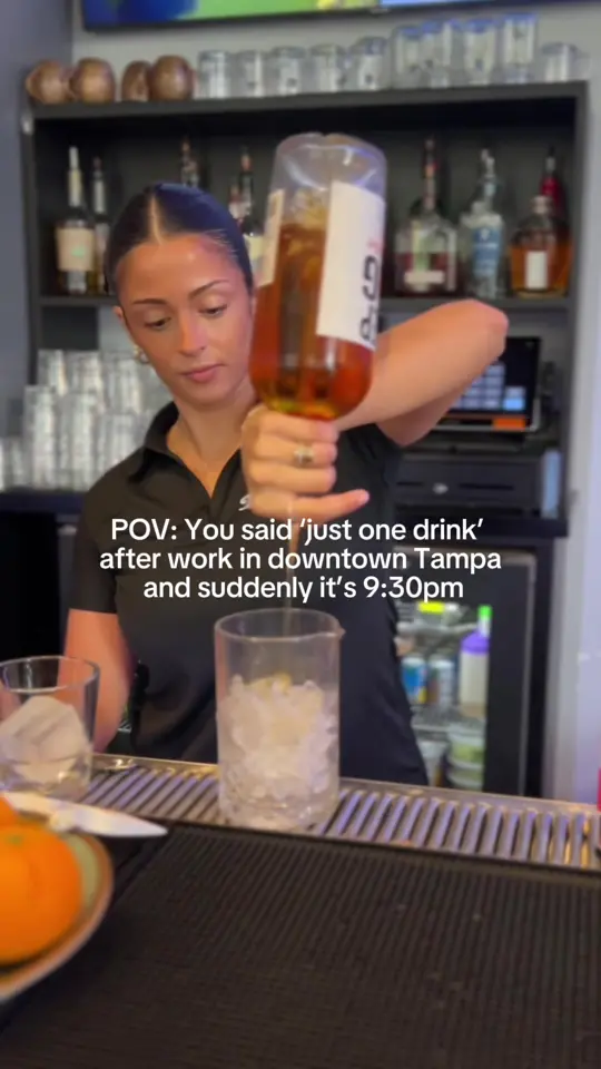 Top Shelf Sports Lounge in Tampa showing happy hour, drinks, video by topshelfsportslounge on TikTok