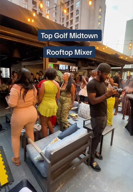 Topgolf Atlanta Midtown in Atlanta showing event, fundraiser mixer, dj, golf tournament, video by notmymamasfifty on TikTok