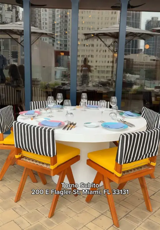 Torno Subito in Miami showing restaurant visit, brunch, italian food, atmosphere, views, video by gabrielaromeros on TikTok