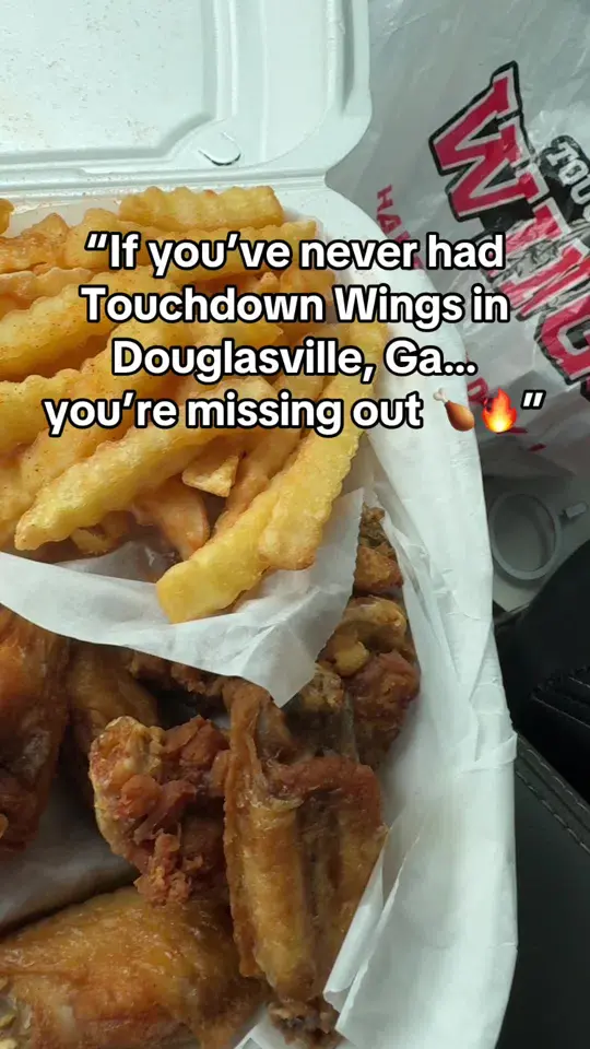 Touchdown Wings in Atlanta showing review, visit, chicken wings, video by _yogirlkesh on TikTok