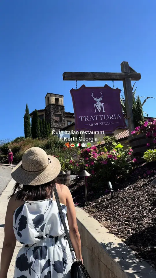 Trattoria di Montaluce in Dahlonega showing review, visit, atmosphere, pizza, pasta, caesar salad, video by gratefullifediary on TikTok