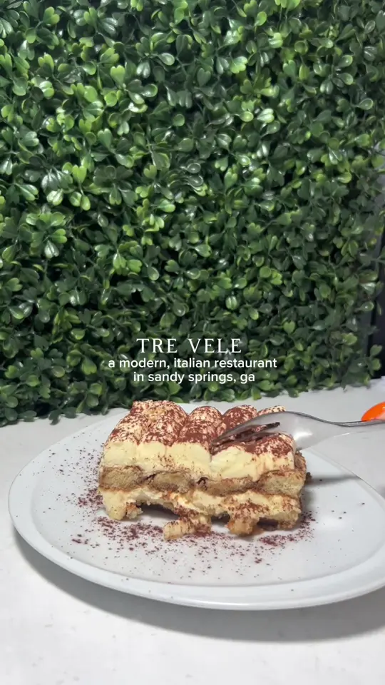 Tre Vele in Sandy Springs showing review, visit, cocktail, spritz, food, cacio e pepe, eggplant parmigiana, tiramisu, video by iixykay on TikTok