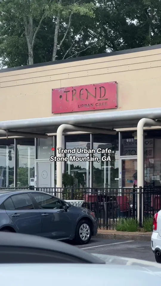 Trend Urban Cafe in Stone Mountain showing review, visit, vegan options, sandwich, video by lanittathenomad on TikTok
